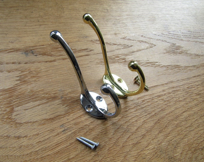 Metal coat hooks Bulb tip small kids children's hooks nursery retro old style coat hooks Polished chrome/Polished brass