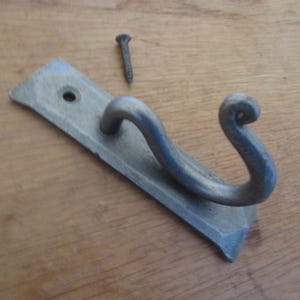 Rustic iron hook Handforged blacksmith traditional retro vintage old victorian hanging utility coat hooks peg  Antique iron