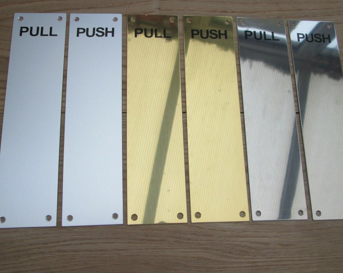 12" Push Pull Finger plate door push plates polished steel/polished brass/satin aluminium
