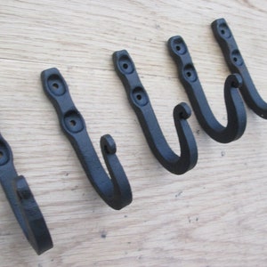 Rustic iron coat hook Handforged blacksmith traditional retro vintage old victorian hanging utility hooks Black wax