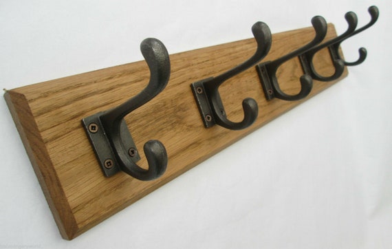 HALLSTAND Classic Cast Iron Rustic Traditional Retro Vintage Old Victorian  Hat & Coat Hooks Antique Iron Waxed 