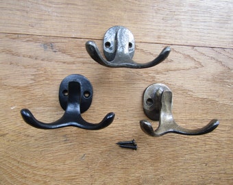 Rustic iron coat Double robe hook antler cast iron rustic traditional retro vintage old victorian utility hooks peg