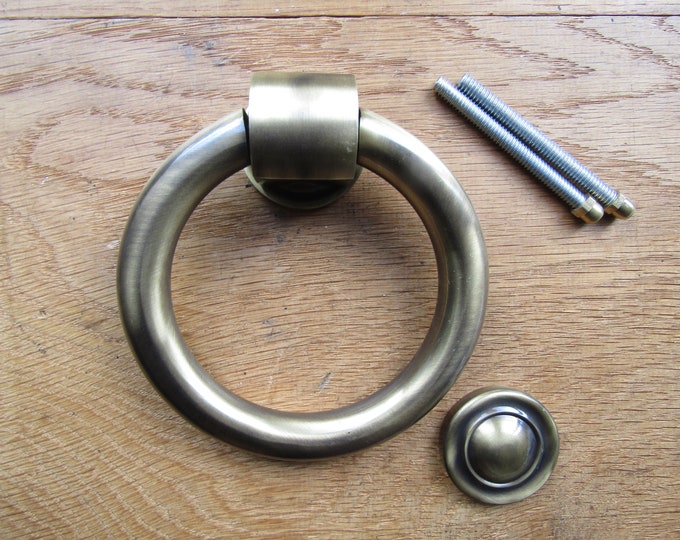 ANTIQUE BRASS ring door knocker solid brass construction traditional round door circle door knocker