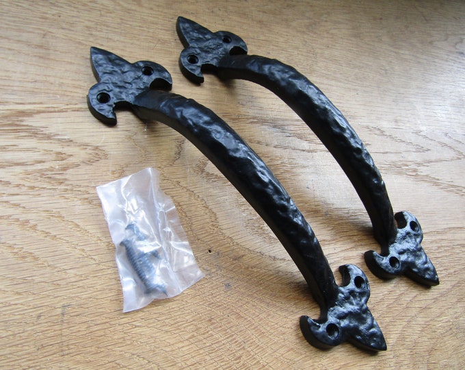 Rustic iron door pull handles old English vintage country cottage door pull handle Door Pull Handle Rustic BLACK ANTIQUE