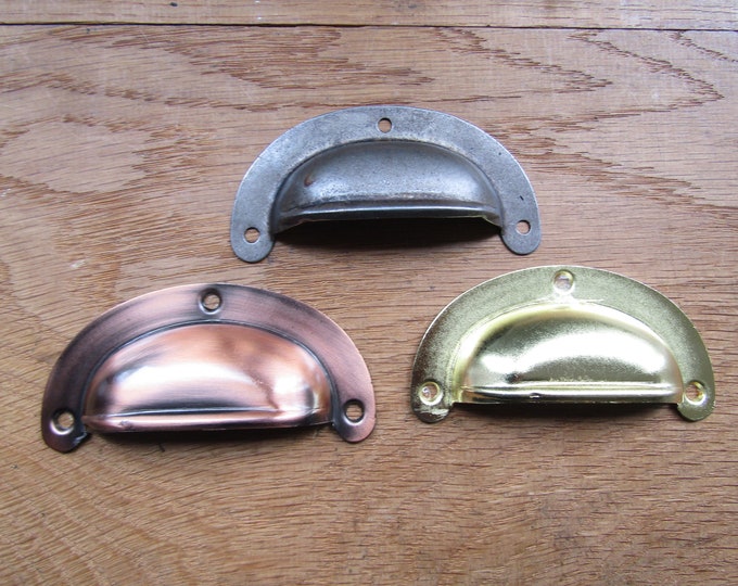 Rustic steel cup shell handle vintage rustic cupboard cabinet drawer wardrobe kitchen furniture shell cup pull handles