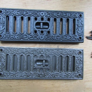 Cast iron ORNATE VINTAGE VICTORIAN Ventilation Grille Wall Air Vent open shut cover decorative period Hit & Miss Sliding Adjustable vent