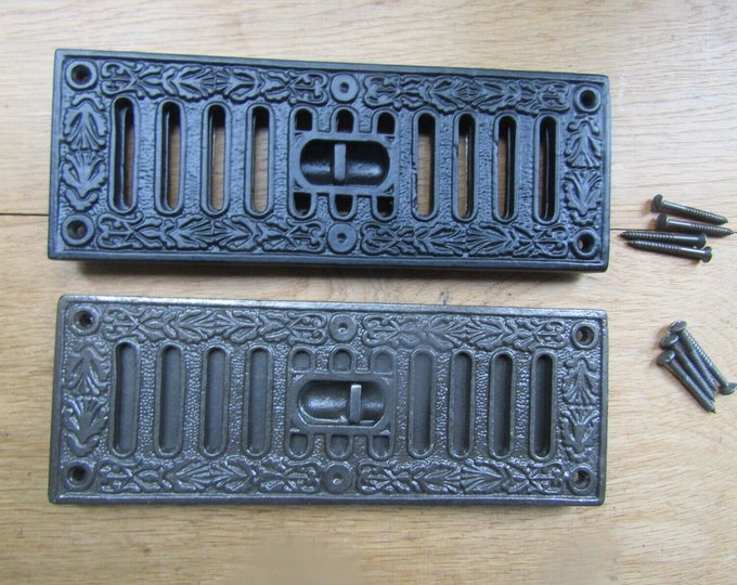 Cast iron ORNATE VINTAGE VICTORIAN Ventilation Grille Wall Air Vent open shut cover decorative period Hit & Miss Sliding Adjustable vent