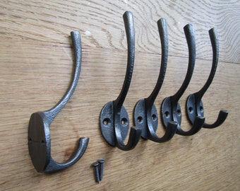 PACK OF 5 INDUSTRIAL cast iron rustic traditional retro vintage old victorian hat & coat hooks Antique Iron