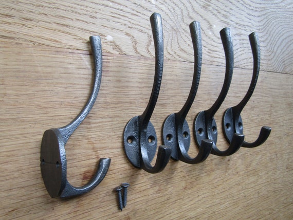 PACK OF 5 INDUSTRIAL cast iron rustic traditional retro vintage old  victorian hat & coat hooks Antique Iron