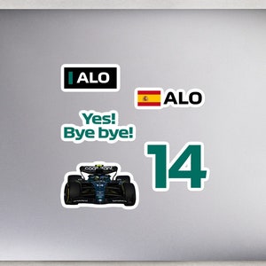 Fernando Alonso Sticker Pack, F1 Stickers, Formula 1 Stickers, Aston Martin F1 Sticker, Alonso Sticker, F1 Gfit, Motorsport Stickers