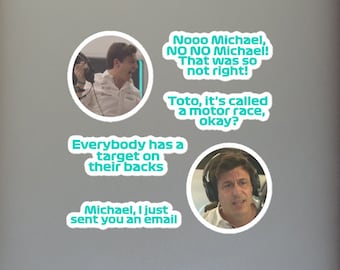 Toto Wolff Sticker Pack, Formula 1 sticker pack, F1 Gift, Formula One, Mercedes F1 Stickers, F1 Lover, Toto Wolff Stickers
