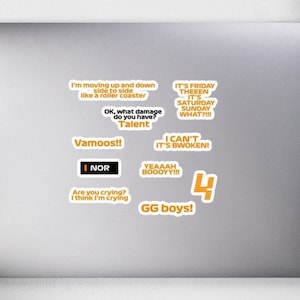 Lando Norris Sticker Pack, F1 Norris, McLaren, McLaren F1, McLaren F1 2022, Formula 1 Stickers, McLaren F1 Stickers, Motorsport Stickers