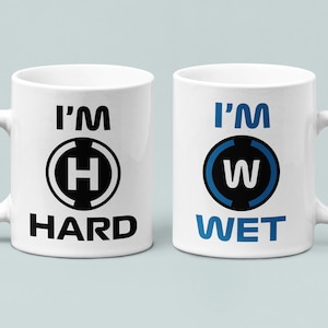 I&#39;m Hard | I&#39;m Wet F1 Mugs, Formula 1 Couple Mugs, Valentine&#39;s Day, F1 Tyres, Pirelli, Motorsport Mug, Couples Mug, F1 Gift, Racing present