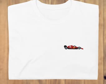 Charles Leclerc Ferrari F1 Car Embroidered T-Shirt, F1 T-Shirt, Ferrari F1 Shirt, Motorsport T-Shirt