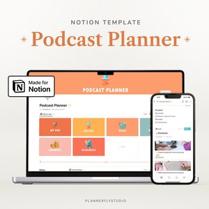 Podcast Template Notion Template, Notion Content Planner, Podcast Planner, Finances, Goals Planner, Brainstorm, Growth Tracker, Social Media