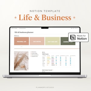 Business Planner Made in Notion, Notion Template for Life and Business, All in one, Branding, Marketing, Habits, Finances, Goals Planner