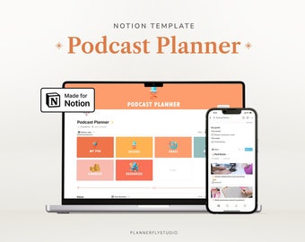 Podcast Template Notion Template, Notion Content Planner, Podcast Planner, Finances, Goals Planner, Brainstorm, Growth Tracker, Social Media
