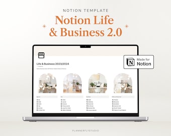 Notion Template Life and Business Planner Notion Business Dashboard, Content Calendar, Finances, Marketing, Notion Aesthetic