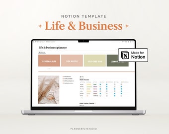 Business Planner Made in Notion, Notion Template for Life and Business, All in one, Branding, Marketing, Habits, Finances, Goals Planner