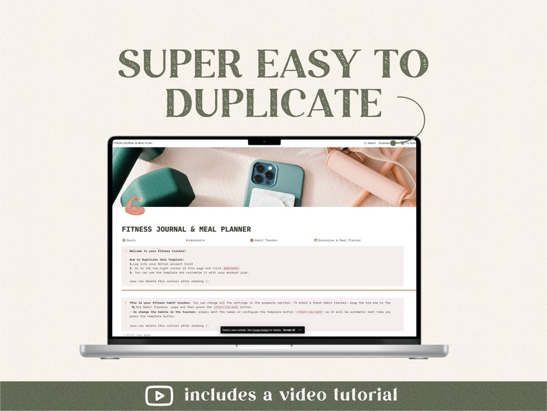 Notion Template Fitness Journal Notion Dashboard Fitness Etsy UK