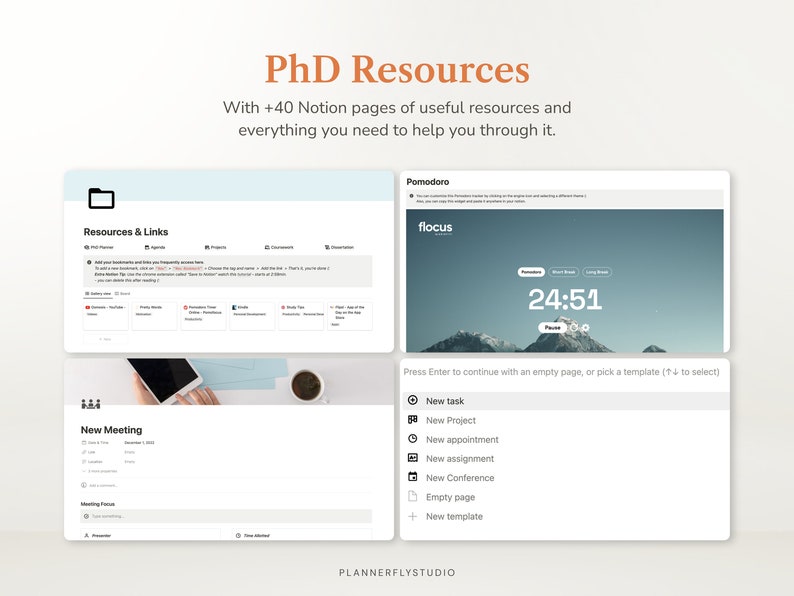 PhD Planner Notion Template Dissertation Planner Digital Planner for Students