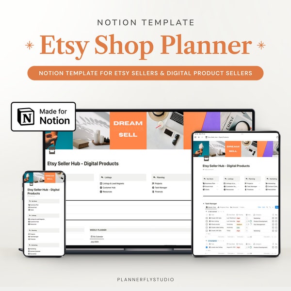 Notion Template Etsy Shop Planner, Notion Business Planner, Etsy Seller Planner, Small Business, E-Commerce Planner, Digital Product Seller