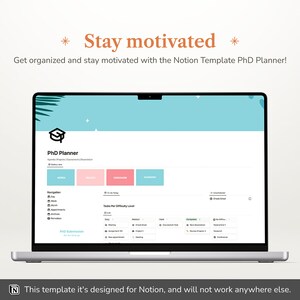 PhD Planner Notion Template Dissertation Planner Digital Planner for Students