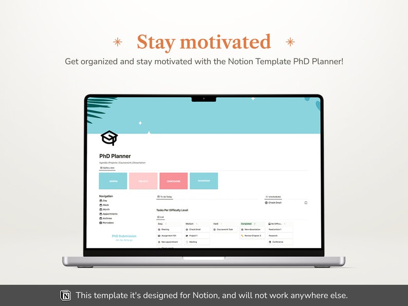 PhD Planner Notion Template Dissertation Planner Digital Planner for Students