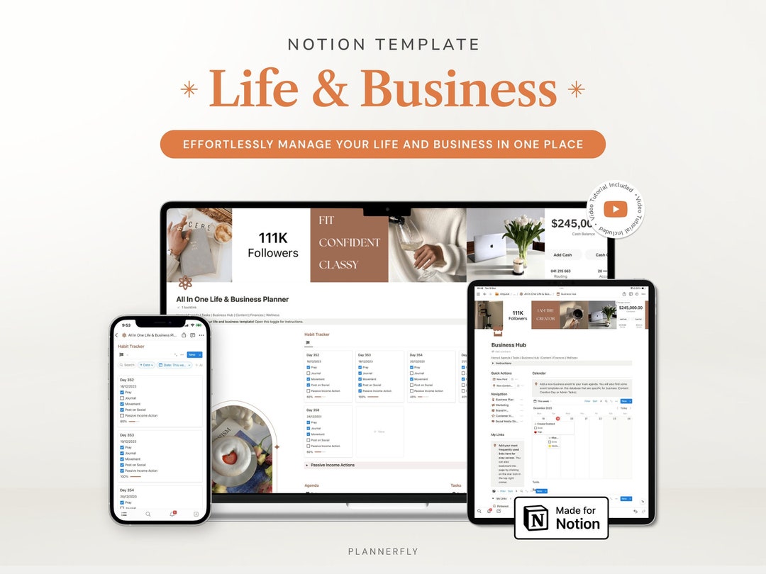 Notion Template Life and Business All in One Notion Planner Social ...