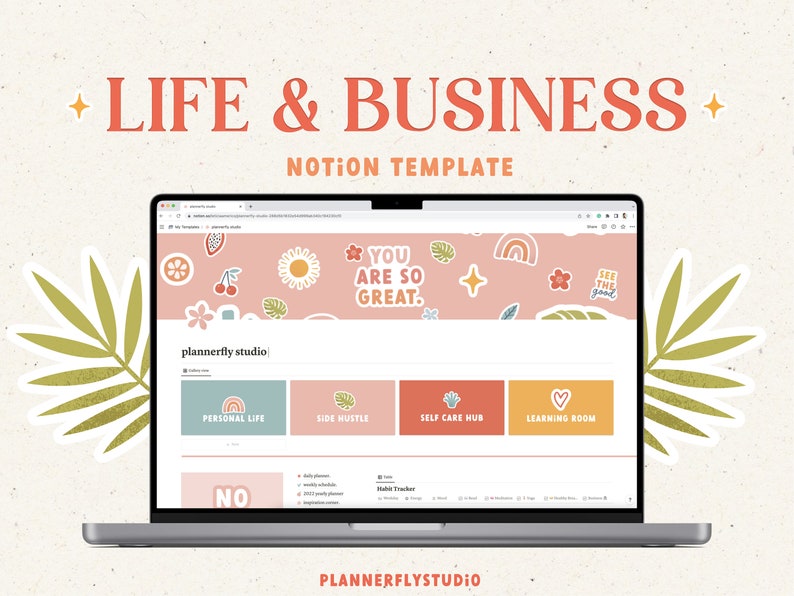 Notion Template Life and Business Planner | Notion Template Business | Notion Template All in one, Branding, Marketing, Habits, Finances 