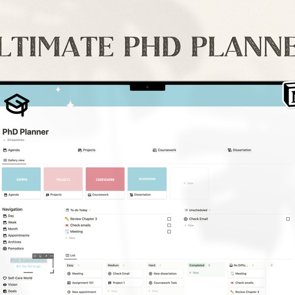 free dissertation planner Notion Template PhD for Organising your Dissertation Thesis Project Notion PhD Planner with Dissertation Planner Notion Template for Student