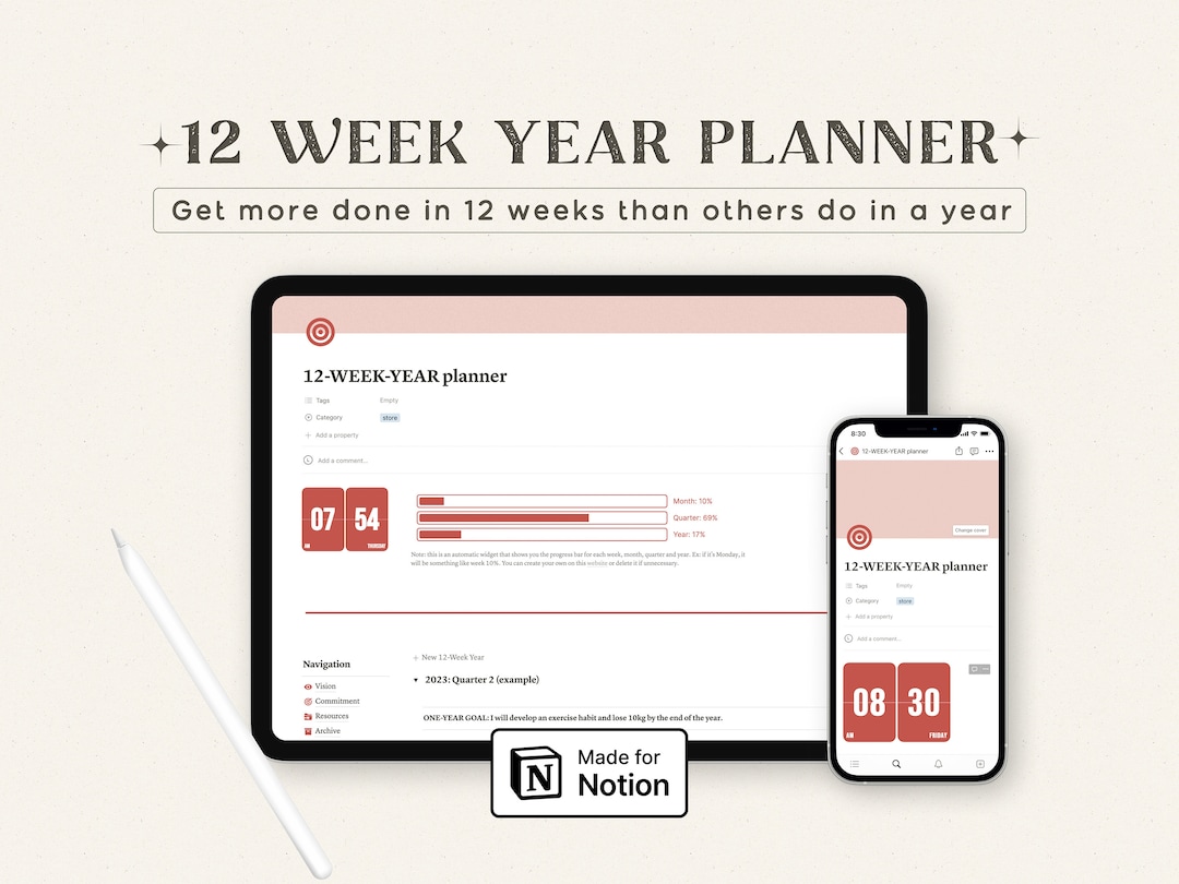 12 Week Year Notion Template notion Goal Templategoal Trackermanifest ...