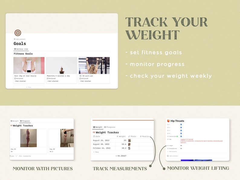 Notion Template Fitness Journal Notion Dashboard Fitness Etsy UK