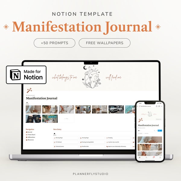Manifestation Journal Notion Template for Life and Business, Law of Attraction, Digital Manifestation Workbook, Vision Board, Affirmations