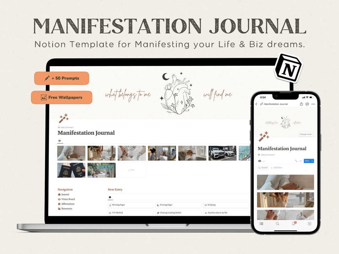 Manifestation Journal Notion Template for Life and Business Law of ...