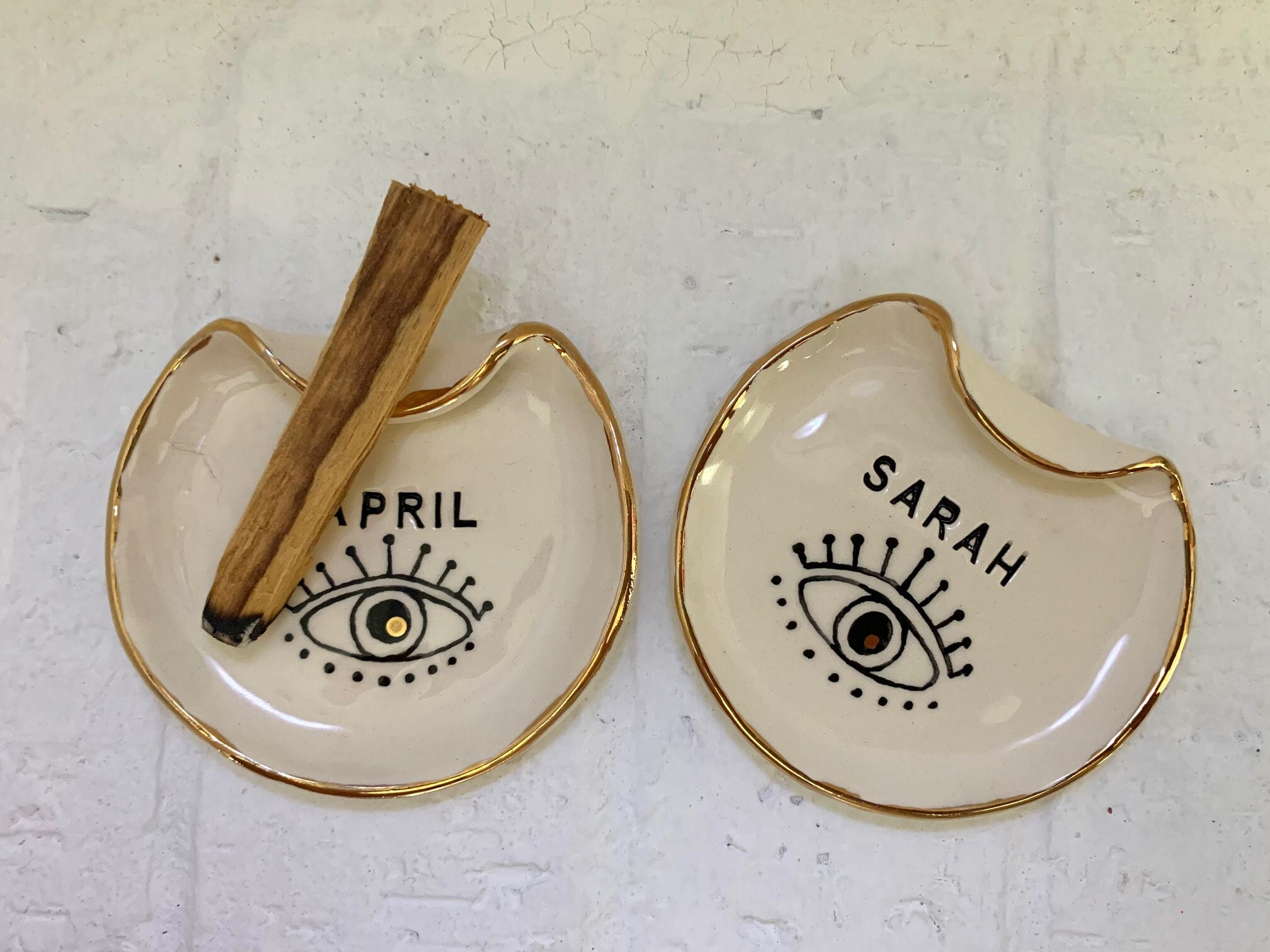 Personalized Evil Eye Palo Santo Holder, Meditation Gift, Cone Incense Burner, Smudge Stick Holder, Palo Santo Burner Bowl, Spiritual Decor