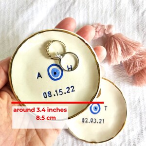 Personalized Couple Evil Eye Ring Dish: Custom Initial Wedding Ring Holder image 5