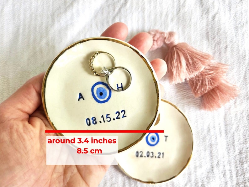 Personalized Couple Evil Eye Ring Dish: Custom Initial Wedding Ring Holder image 5