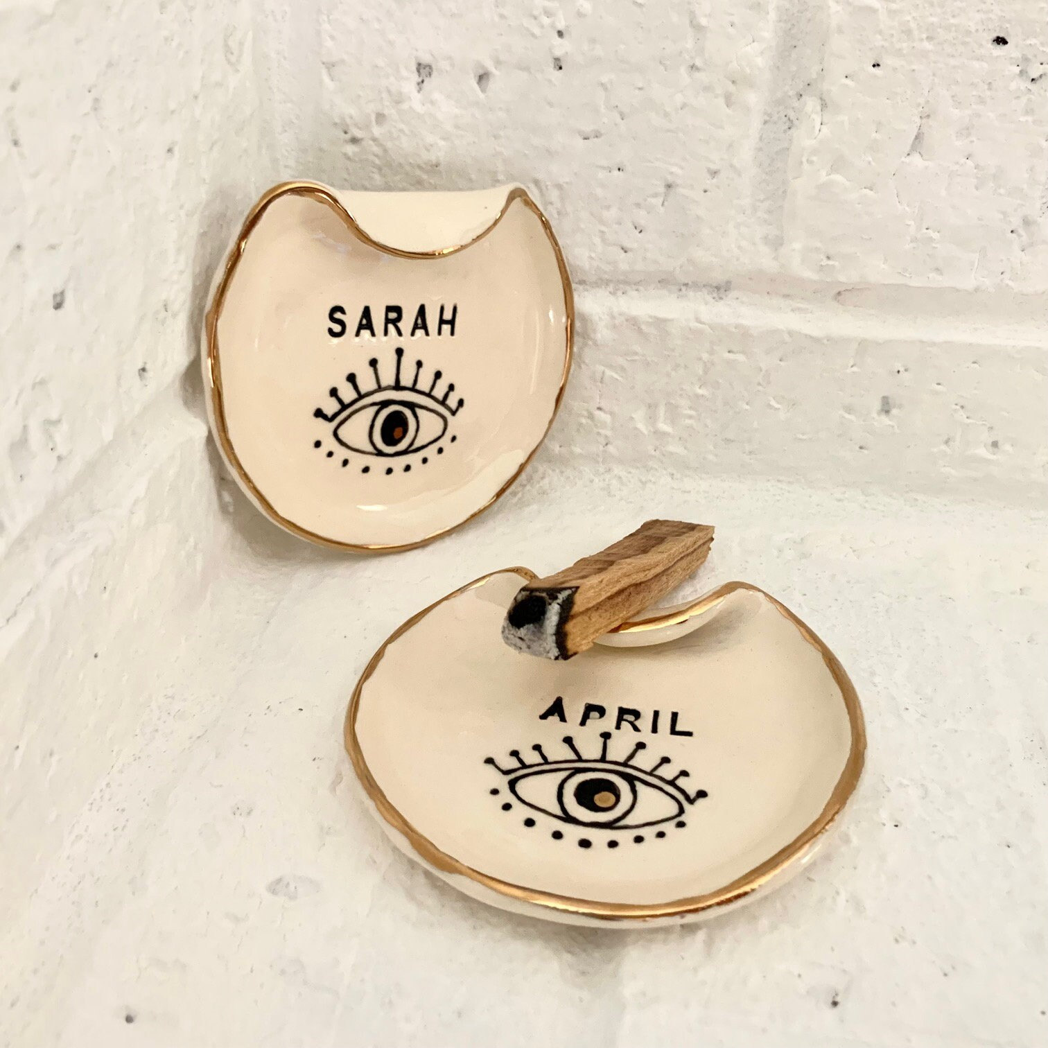 Personalized Evil Eye Palo Santo Holder, Meditation Gift, Cone Incense Burner, Smudge Stick Holder, Palo Santo Burner Bowl, Spiritual Decor