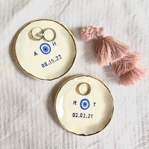 Personalized Couple Evil Eye Ring Dish: Custom Initial Wedding Ring Holder image 8