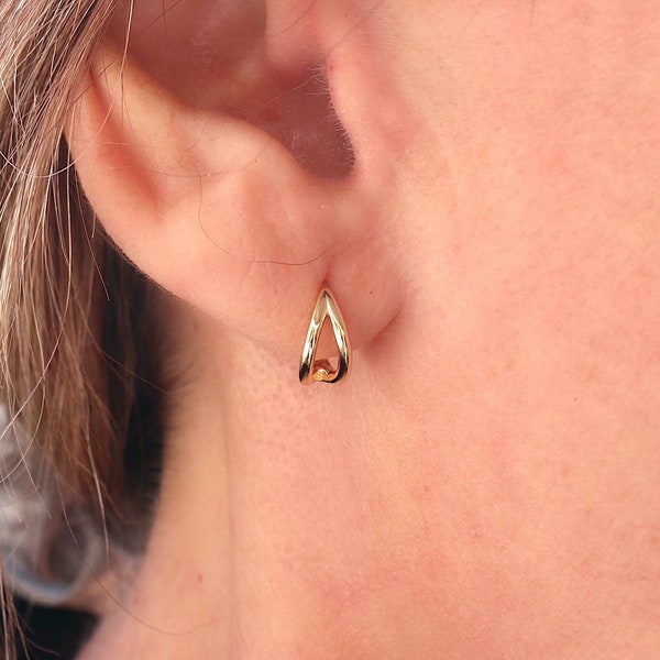 Boucles d'oreilles double créoles pour femme, anneau boho disponible en argent ou doré,cadeaux femme