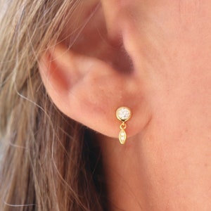 earrings with brilliant zircons, women's stud earrings in silver or gold, small minimalist stud earrings