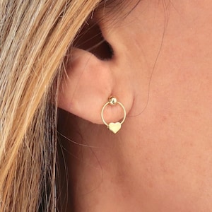 Piccoli orecchini pendenti a forma di cuore per donna, orecchini minimalisti in oro o argento, regali per lei