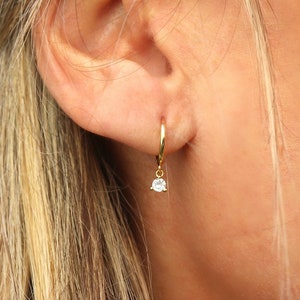 Dames hoepeloorbellen met zirkonen, creolen verkrijgbaar in zilver of goud, minimalistische oorbellen, mini hoepels