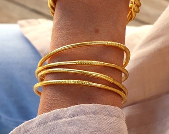 Fine and golden Buddhist bangle bracelet, women's bracelet sold individually, gift ideas