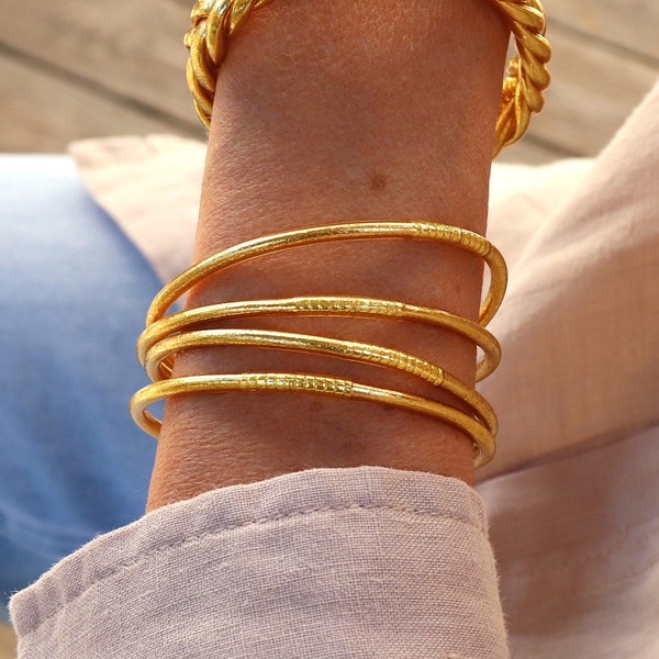 Thin, gold-plated Buddhist bangle bracelet, women's bracelet sold individually, gift ideas