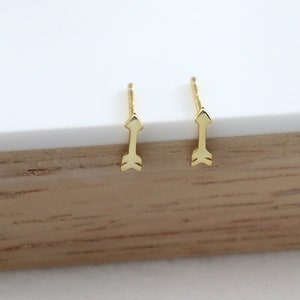 small arrow earrings, silver or gold studs for women, minimalist ear studs