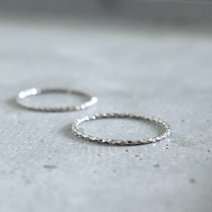 Fine textured solid silver ring, hammered women's ring, minimalist stackable ring