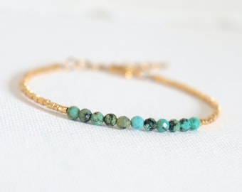 Pulsera de turquesa africana con cuentas de oro Miyuki para mujer, pulsera fina ajustable de estilo minimalista, regalo para ella