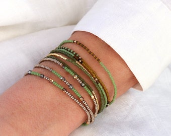 Bracelet fin perles miyuki trois tours sur élastique trois modèles à choisir,style minimaliste